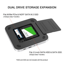 Cargue la imagen en el visor de la galería,Mac mini M1/M2 Hub with Dual SSD Enclosure, HDMI & DP