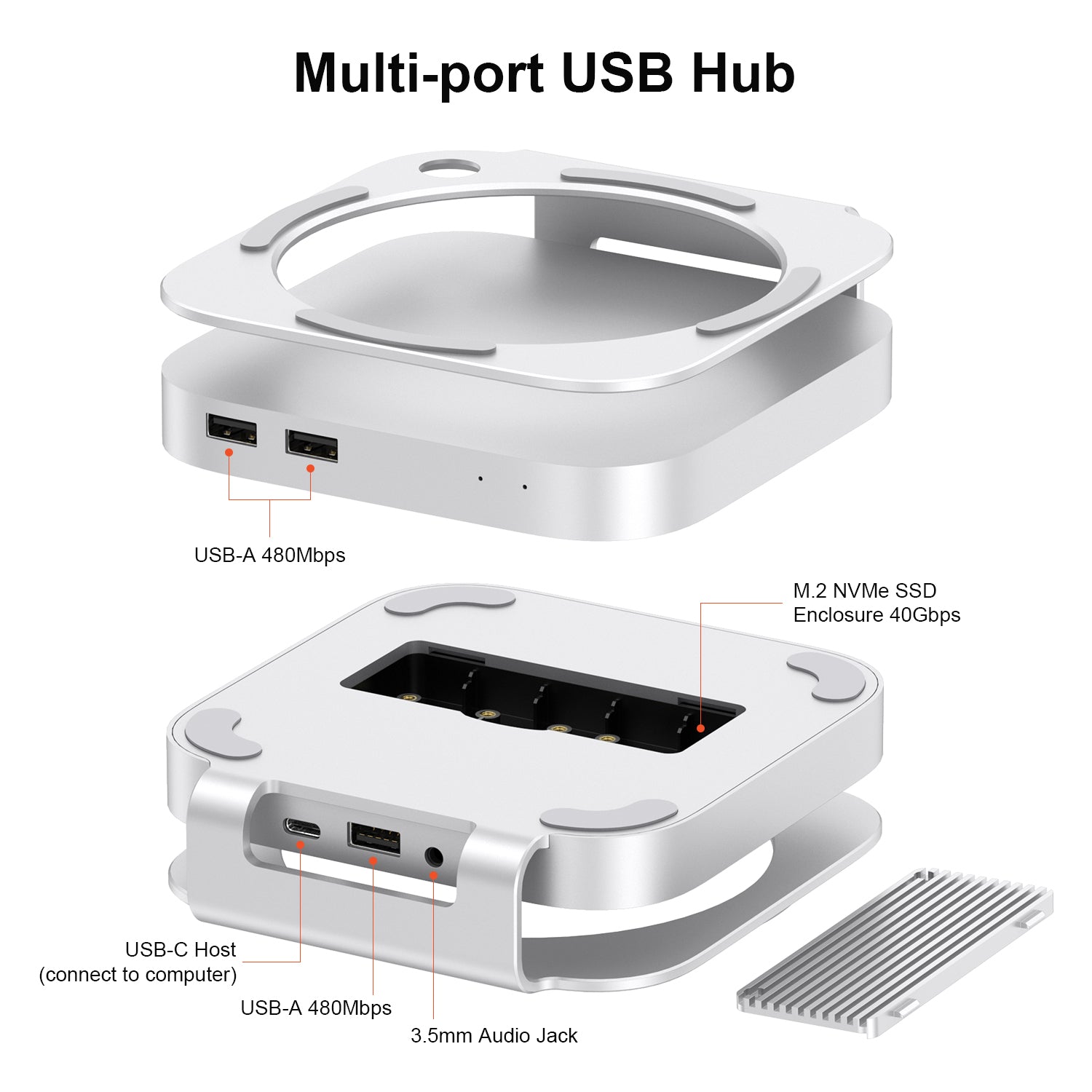 Mac mini M4 Stand & Hub with SSD Enclosure – Qwiizlab