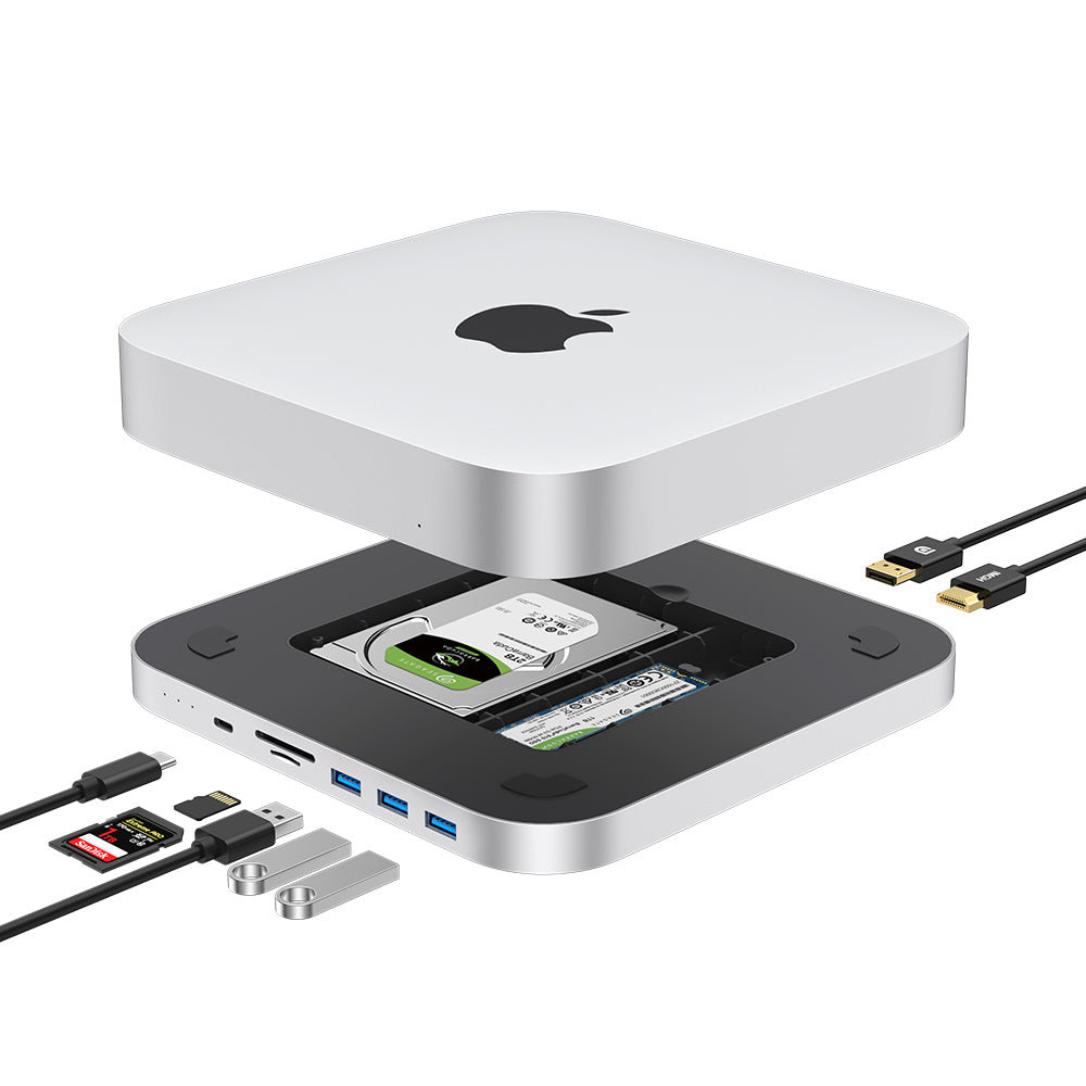 Mac mini M1/M2 Hub with Dual SSD Enclosure, HDMI & DP – Qwiizlab