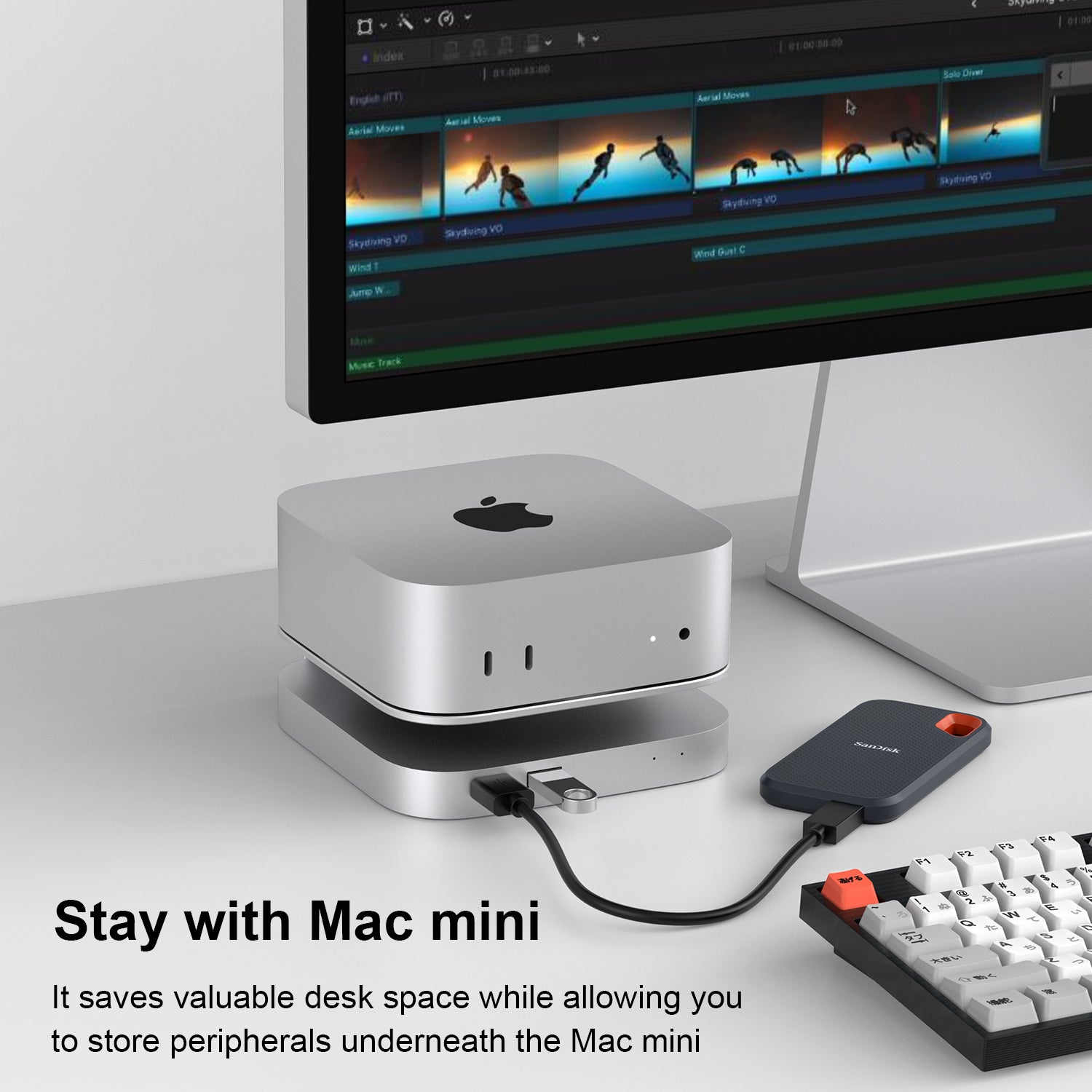 Mac mini M4 Stand & Hub with SSD Enclosure – Qwiizlab