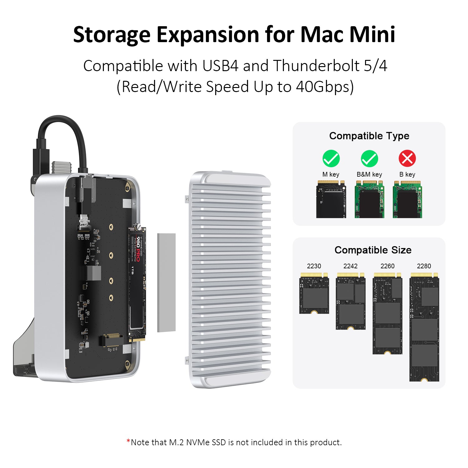 Mac mini M4 Stand & Dock with SSD Enclosure – Qwiizlab